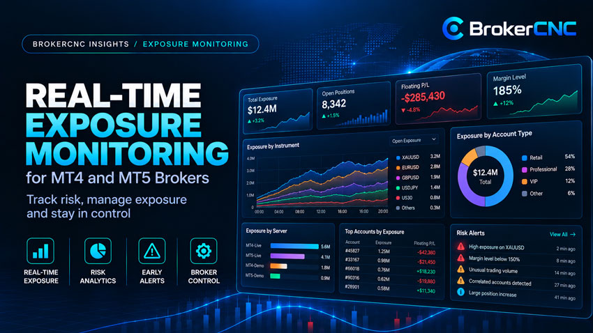 Real-Time Exposure Monitoring for MT4 and MT5 Brokers